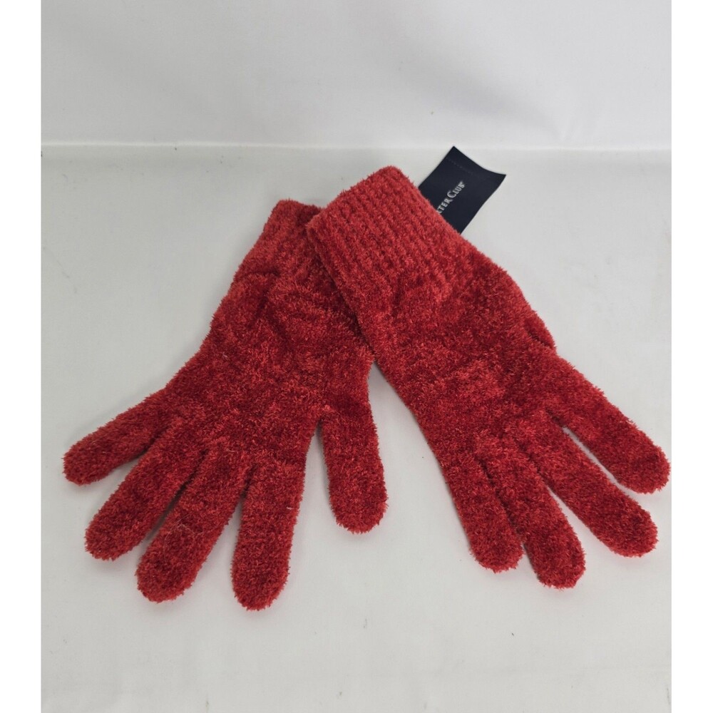 Charter Club Solid Chenille Soft Gloves Christmas Red